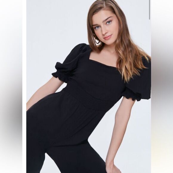 Forever 21 Wide-Leg Smocked Jumpsuit - Picture 4 of 7